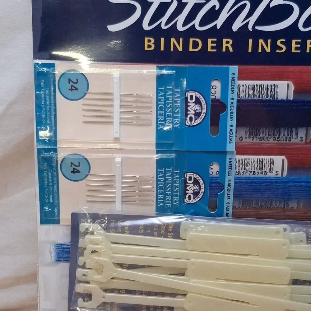 DMC Cross Stitch w/60 Bow Floss Holders 2 Inserts Embroidery Organizer Needles